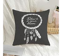 Housse de Coussin décorative carrée taie d'oreiller Douce Attrape-rêves Croquis Vintage liberté sur Sombre Divers Abstrait Graphique Animal aztèque Oiseau Noir Housse de Coussin pour canapé Chambre