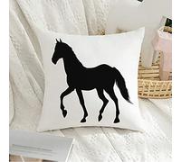Housse de Coussin décorative carrée taie d'oreiller Douce Cheval de Course Silhouette Noire Animaux Sauvages Ombre étalon Trot Race Jument Bride Housse de Coussin pour canapé Chambre Voiture 18 x 18
