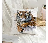 Housse de Coussin décorative carrée taie d'oreiller Douce colorée Afrique Danger Tigre Aquarelle Animaux Faune géographie Amur Beau Zoo Bengale Grande Housse de Coussin pour canapé Chambre Voiture 1
