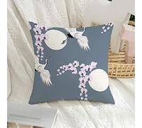 Housse de Coussin décorative carrée taie d'oreiller Douce Composition Volant sans Couture Floral orchidées Oiseaux grues Asiatique Japonais Animaux Nouvelle Faune Nature Housse de Coussin pour canap