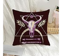 Housse de Coussin décorative carrée taie d'oreiller Douce Lune Anatomie Croquis crâne d'animal Dessin Nature Vintage dessiné flèche Impressionnant Noir Effrayant os Taureau Housse de Coussin pour ca