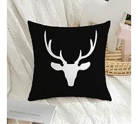 Housse de Coussin décorative carrée taie d'oreiller Douce Nouvelle Silhouette Blanche tête de Renne Concepteur Grand Symbole Cornes Animaux Signes de la Faune Croquis Symboles Housse de Coussin pour