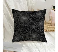 Housse de Coussin décorative carrée taie d'oreiller Doux réseau araignée sur Noir Brouillard Animaux Faune piège arachnide Autour des Branches Victimes Papillon Rampant Housse de Coussin pour canapé