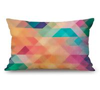 Housse de coussin décorative d'extérieur de style rustique pour canapé, sofa et lit, 30,5 x 50,8 cm, imprimé triangles colorés