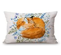 Housse de coussin décorative d'extérieur de style rustique pour canapé, sofa et lit, motif renard endormi - 30,5 x 50,8 cm