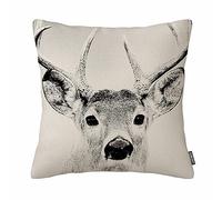 Housse de coussin décorative en coton et lin Motif cerf Gris 45,7 x 45,7 cm