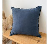 Housse de Coussin décorative en Coton et Lin pour canapé, taie d'oreiller décorative pour canapé, lit, Chaise, Durable, Couleur Unie, Bleu Marine, 50 x 50 cm