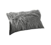 Housse de coussin décorative en fausse fourrure Phantoscope, coussin jetable moelleux doux en fourrure mongole, housse de coussin pour chambre et canapé, gris, 18 x 18 pouces