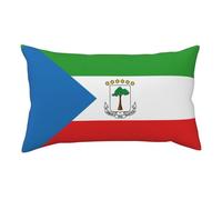 Housse de coussin décorative en velours avec fermeture éclair dissimulée Motif drapeau de la Guinée équatoriale 50,8 x 91,4 cm