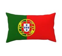 Housse de coussin décorative en velours avec fermeture éclair dissimulée Motif drapeau portugais 50,8 x 91,4 cm