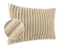 Housse de Coussin décorative en Velours côtelé - Ultra Douce - Rayé - Lilli - 30 x 50 cm - sans Rembourrage - Crème