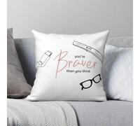 Housse de coussin décorative en velours et polyester avec fermeture éclair « You're Braver Than You Think »