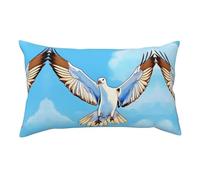 Housse de coussin décorative en velours ultra doux avec fermeture éclair dissimulée - Motif mouettes en vol - 50,8 x 91,4 cm