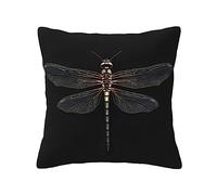 Housse de coussin décorative libellule noire - Housse de coussin douce et polyvalente pour la décoration de la maison et les sièges de voiture