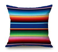 Housse de coussin décorative mexicaine à rayures colorées - 45,7 x 45,7 cm