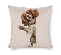 Housse de coussin décorative motif chien beagle qui regarde autour du coin - 66 x 66 cm - Pour canapé, lit, salon, décoration de fête, cadeau d'anniversaire pour les amoureux des chiens
