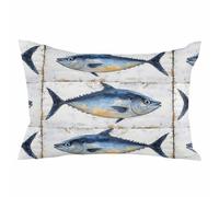 Housse de Coussin décorative Motif Poissons côtiers, 40 x 60 cm, Peinture à l'huile, Style Vintage, Nautique, Plage, rectangulaire, pour canapé, lit, Salon