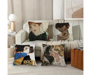 Housse de coussin décorative pour peintre autrichien, e-gon s-chiele, coussins de bureau adaptés au canapé, voiture, chambre à coucher z1