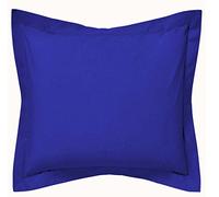 Housse de Coussin décorative Safran en Coton Bleu uni avec Bordure de Bride de 5,1 cm - Housse Amovible Solide - Insert Non Inclus, Coton, Bleu, 50,8 x 50,8 cm