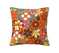 Housse de Coussin décorative, taie d'oreiller Douce, 40x40 cm, pour Chambre à Coucher, canapé, imprimé Floral coloré rétro des années 70