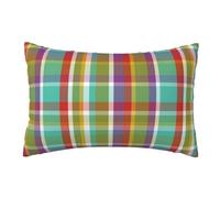 Housse de Coussin décorative, taie d'oreiller Douce, 50x76 cm, pour Chambre à Coucher, canapé, Madras Plaid Lime