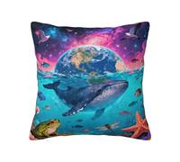 Housse de Coussin décorative Terre et Marin 61 x 61 cm, Douce et Moelleuse, pour canapé, Chambre ou décoration intérieure.