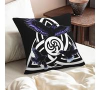 Housse de Coussin décorative The Knot Morrigan Triple Goddess Raven Aspect Lin avec Fermeture éclair Invisible, Impression Recto Verso 40 x 40 cm