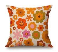 Housse de coussin décorative vintage en coton et lin pour canapé, 45,7 x 45,7 cm