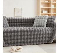 Housse de coussin d'hiver en peluche de lapin antidérapante et moelleuse pour animaux de compagnie, lavable et douce et confortable (noir, 180 x 200 cm)