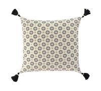 Housse coussin pompons 40 x 40 cm coton imprimé or Floreor Imprimé G