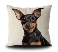 Housse de coussin drôle miniature Pinscher Chien Chiot Art Housse de coussin décorative pour canapé lit canapé canapé chien amoureux cadeau lin blanc 50 x 50 cm double face, style 3