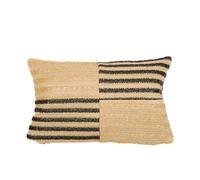 Housse de Coussin Effet Raphia - Bi-Colore à Rayures - Rectangle - 50x30cm - Déco Arts