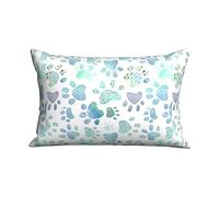 Housse De Coussin Empreintes De Pattes - Bleu Carrées Taie d'oreiller Confortable Modernes Canape Housse De Coussin, pour Chaise, Chambre, Canapé, 40x60cm