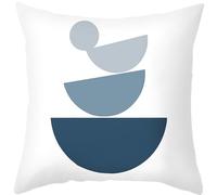 Housse de coussin en coton et lin mélangé à imprimé géométrique pour une touche d'élégance dans la décoration (D)