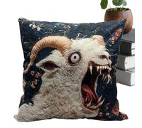 Housse de coussin en forme de chèvre - 45 x 45 cm - Motif tête de mouton rustique - Décoration d'intérieur - Pour les vacances, le sommeil, le massage, le canapé, le sol, le bureau, le voyage
