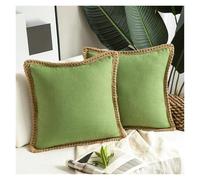 Housse de coussin en lin pur pour canapé, siège de voiture, chaise, décoration d'intérieur, douce et élégante (30 x 50 cm) - Vert wasabi