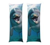 Housse de coussin en polyester à poils courts et doux avec motif de dauphin qui vous regarde, 51 x 137 cm