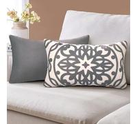 Housse de Coussin en Super Doux Housses de Coussin Gris Mandala Géométrique Taie d'oreiller Confortable Housses Coussins Moderne Housses de Coussins pour Jardin Chaises Salon Chambre Maison 30x50cm