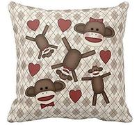 Housse De Coussin En Toile, Adorable Chaussette Singe, Articles De Décoration Pour La Maison, Taie D'oreiller, 18x18 Pouces