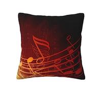 Housse de coussin en velours doux imprimé note de musique rouge flamme pour maison, canapé, bureau, voiture 45,7 x 45,7 cm