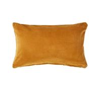 HOMESCAPES Housse de Coussin en Velours rectangulaire 100% Coton uni Jaune Moutarde, 30 x 50 cm