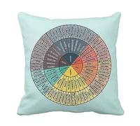 Housse de coussin en velours motif roue des émotions - Décoration d'intérieur pour lit, canapé, bureau, salon, thérapeute, cadeau pour thérapeute, thérapeute, 45,7 x 45,7 cm
