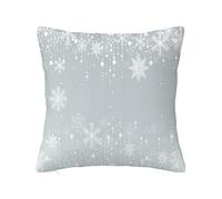 Housse de coussin en velours polyester motif flocon de neige pour la Saint-Valentin, résistante à la lumière, motif chute de neige hivernale, décoration de canapé, pour la maison, pour un anniversaire