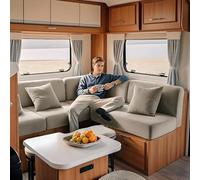 Housse De Coussin en Velours pour RV Caravane, Housse Assise Canapé De Camping Car, Housses De Dossier Extensible et Antidérapant (Kaki,L 65-90 cm,P 65-90 cm)