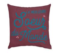 Housse de Coussin en Velours Rouge - La Meilleure Soeur du Monde Famille Idée Cadeau - 40 x 40 cm Toucher Velours