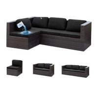 Housse de coussin extensible imperméable pour canapé 1, 2 ou 3 places - Housse élastique de protection pour banc d'extérieur - Housse de dossier de meubles en rotin noir