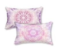 Housse de Coussin Exterieur 40x60 Rose Taie Oreiller Lin Lot de 2, Cod588 | Mandala - Housse de Coussin Exterieur Rectangulaire Automne avec Fermeture Éclair Invisible, Decoration Maison, Cadeau Femme