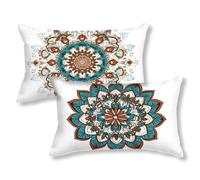 Housse de Coussin Exterieur 40x70 Blanc Taie Oreiller Lin Lot de 2, Cod528 | Mandala - Housse de Coussin Exterieur Rectangulaire Automne avec Fermeture Éclair Invisible, Decoration Maison, Cadeau Femme
