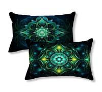 Housse de Coussin Exterieur 40x80 Vert Taie Oreiller Lin Lot de 2, Cod516 | Mandala - Housse de Coussin Exterieur Rectangulaire Automne avec Fermeture Éclair Invisible, Decoration Maison, Cadeau Femme