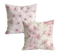 Housse de Coussin Exterieur 55x55cm, Durable et Lavable en Lin Carré Housse Coussin Decoration Paques à Motif Rose Fleurs fraîches,Moderne Decoration Maison Taie Oreiller pour Jardin Salon W-P-8217